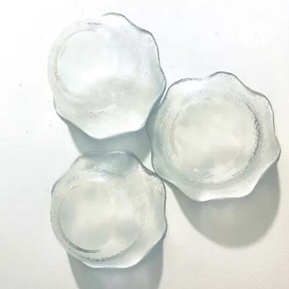 3 Vtg Ice Block Textured Arcoroc Glass Bowls Fruit Dessert Candy Bowl - Picture 4 of 5